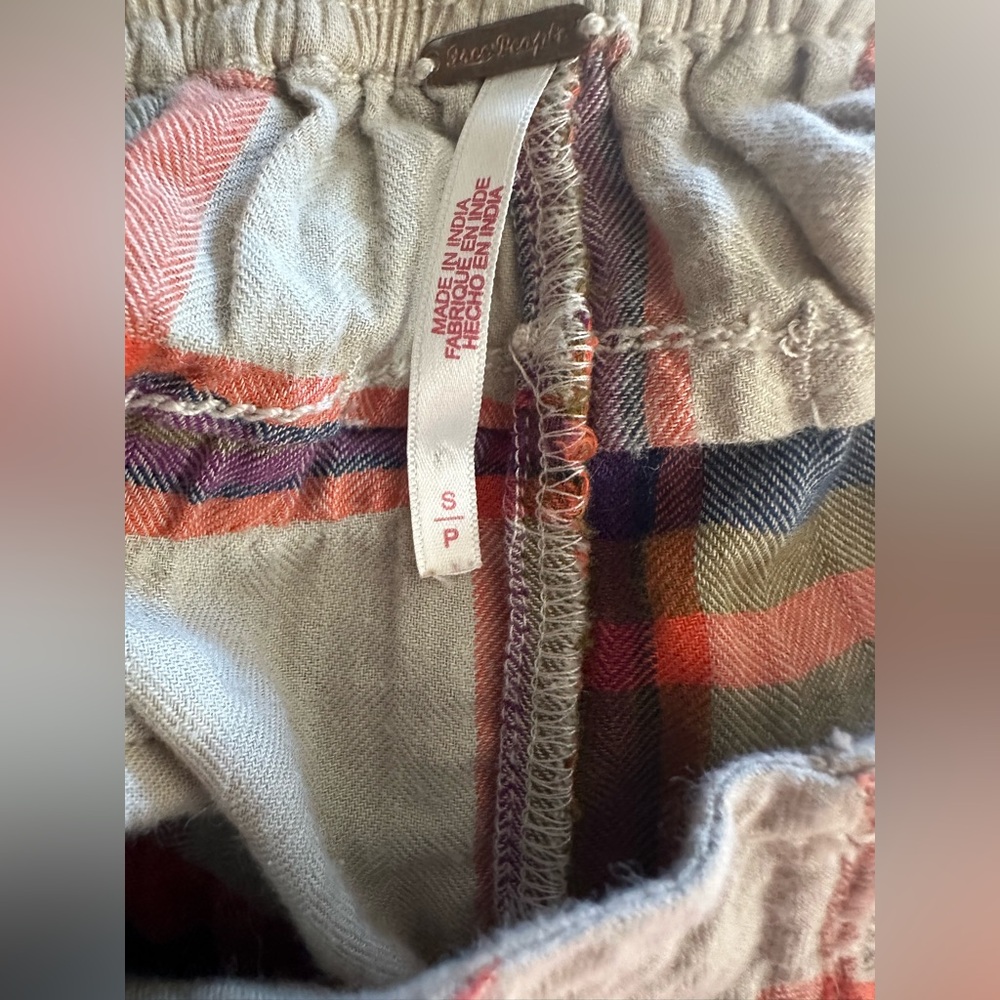 Free People preppy Plaid pull on Pants - Picture 3 of 4